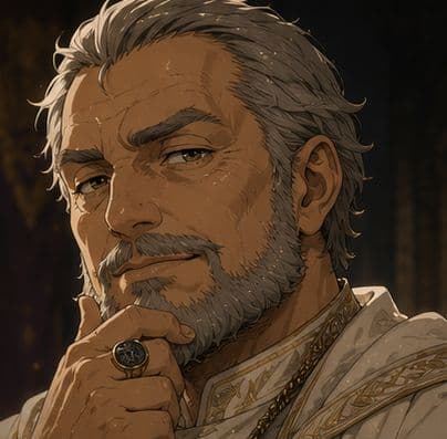 Kynops, a portly priest in white robes